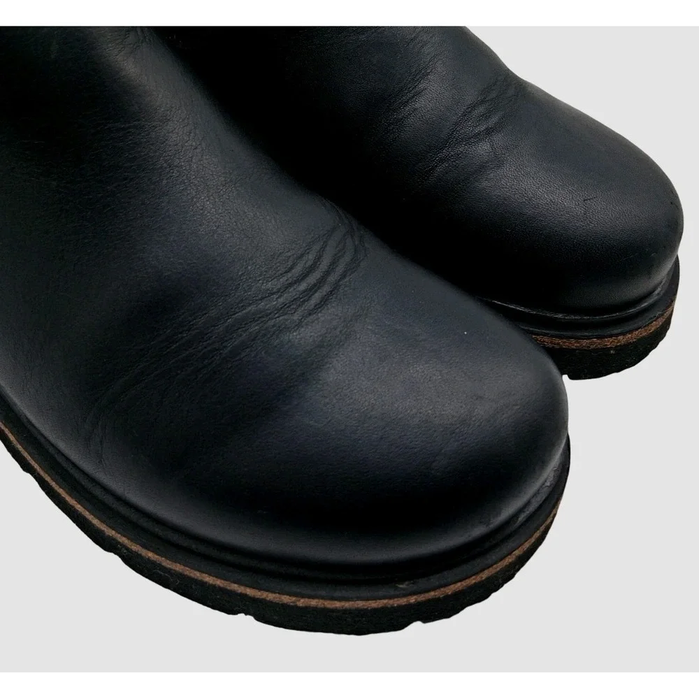 Birkenstock Boots Womens Size 9 Black Leather Chelsea Ankle Lug Sole Pull On